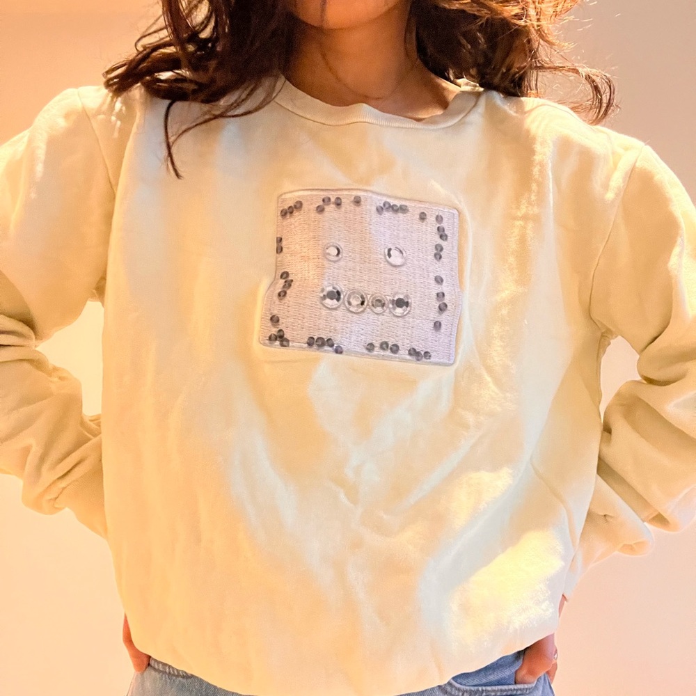 Acne Studios Smiley Face Cream/Light Yellow Sweatshirt